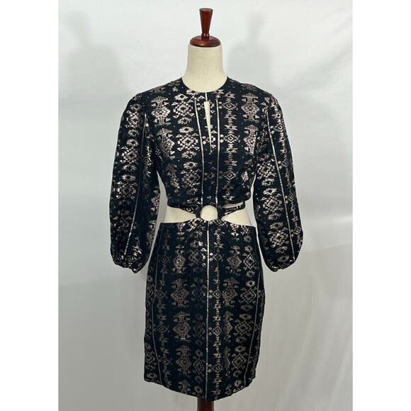 LACE THE LABEL Sz M Medium Black Rose Gold Geo Cutout Mini Dress NWT - Picture 8 of 12